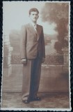 Fotografie tip Carte Postala, Barbat in costum si cravata, 1937