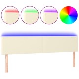 Cumpara ieftin Tablie de pat cu LED, crem, 160x5x78/88 cm, piele ecologica