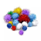 Cumpara ieftin Pompoane glitter, multicolore, 10 mm - 25 mm, 30 buc