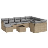 Cumpara ieftin Set canapele de gradina cu perne, 11 piese, bej, poliratan