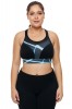 BRA220P-141 Bustiera neagra, sport, cu model grafic - plus size, L