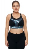 BRA220P-141 Bustiera neagra, sport, cu model grafic - plus size, L