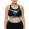 BRA220P-141 Bustiera neagra, sport, cu model grafic - plus size