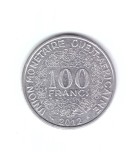 Moneda Africa de Vest 100 francs/franci 2012, stare foarte buna, curata