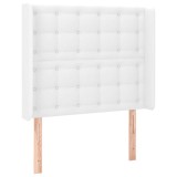 Cumpara ieftin Tablie de pat cu aripioare, alb, 93x16x118/128 cm, piele eco