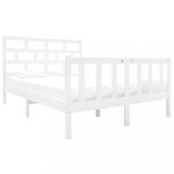 Cumpara ieftin Cadru de pat dublu, alb, 135x190 cm, lemn masiv de pin
