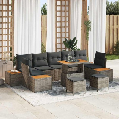 vidaXL Set de canapele pentru grădină 10 pcs Gri deschis și gri &amp;icirc;nchis 3364853 foto