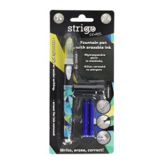 Stilou Strigo cu Cerneala Albastra care se sterge + Dispozitiv Curatare Penita + 2 Rezerve , Design Geometric