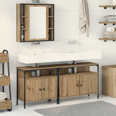 vidaXL Unități de vanitate pentru baie 3 pcs Maro 80 x 30 x 60 cm 3334398 foto