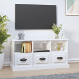 Comodă TV, alb extralucios, 100x35x50 cm, lemn prelucrat, vidaXL