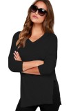 Cumpara ieftin BL970-1 Bluza casual cu decolteu in V si crapaturi laterale
