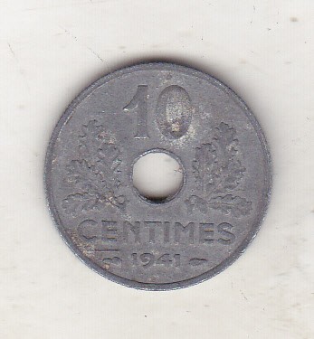 bnk mnd Franta 10 centimes 1941 foto