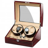 Cumpara ieftin Cutie intors ceasuri automatice iUni, Watch Winder 4 + 6 spatii depozitare Mahon-Crem