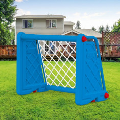 Poarta fotbal pentru copii, usor de asamblat, 75 x 100 x 55 cm, Albastra