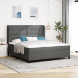 VidaXL Pat cu arcuri cu saltea Gri &icirc;nchis 180 x 200 cm țesătură