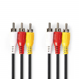 Cablu audio-video 3x RCA tata - 3x RCA tata 1.5m negru, Nedis