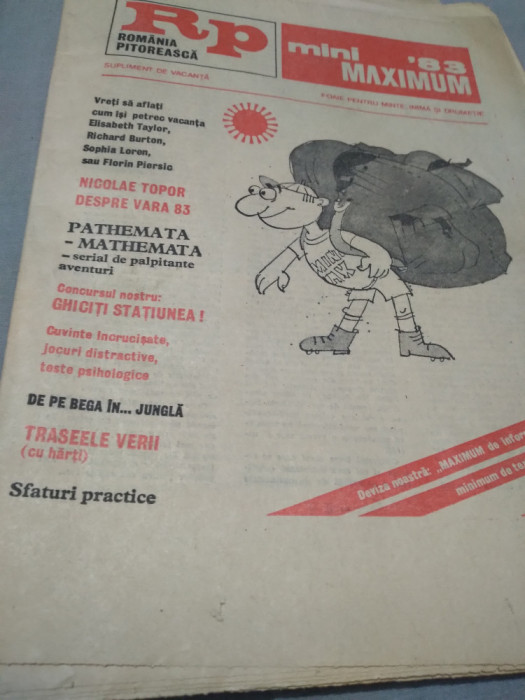 REVISTA ROMANIA PITOREASCA 1983 SUPLIMENT DE VACANTA 32 PAG