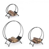 Cumpara ieftin Set 3 suporturi pentru lemne din fier negru Efesto 91 cm x 32 cm x 88 h