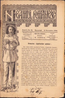 Z118 Neamul rom&amp;acirc;nesc, 54/1906, anul I, director Nicolae Iorga foto