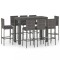 vidaXL Set mobilier bar exterior cu perne antracit, 9 piese, poliratan