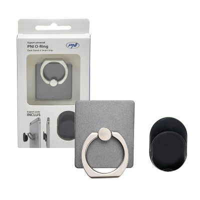 Aproape nou: Suport universal PNI O-Ring, Desk Stand si Smart Grip, Light Black, su foto