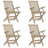 Cumpara ieftin Scaune de gradina pliante 4 buc. gri 56x61x89 cm lemn masiv tec