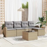 Cumpara ieftin Set de canapele pentru grădină cu pernă 6 pcs Bej Rattan poli