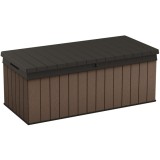 Cutie de exterior pentru gradina, pentru depozitare accesorii gradina si terasa, capac inclus, material polipropilena, culoare maro, Keter Darwin, 380
