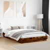 VidaXL Cadru de pat cu lumini LED, stejar fumuriu, 150x200 cm 3209790