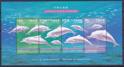 DB1 Fauna Marina Hong Kong Delfini MS MNH foto