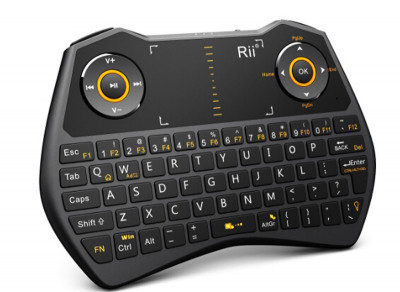 Mini tastatura wireless, iluminata, cu functie de AirMouse, Riitek i28 foto