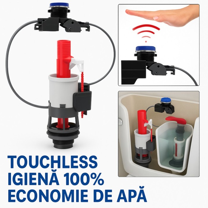 Mecanism Rezervor WC Universal cu Senzor &ndash; Acționare Fără Atingere, Igienă Maximă și Economie de Apă