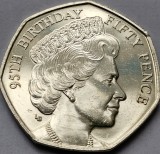 50 pence 2021 Isle of Man, QEII 95th Birthday, Bust from 1970, km#1710, 10.000ex