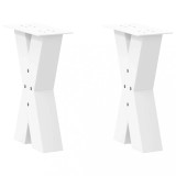 VidaXL Picioare pentru măsuță de cafea &icirc;n formă de X, 2 buc., alb, 28x(42-43) cm, oțel