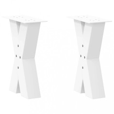 vidaXL Picioare pentru măsuță de cafea &icirc;n formă de X, 2 buc., alb, 38x(42-43) cm, oțel