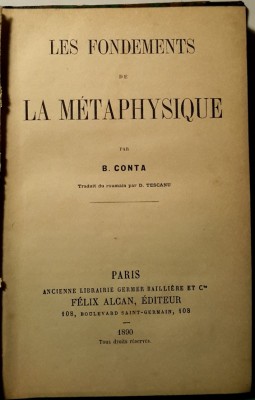 Vasile Conta, BAZELE METAFIZICII, Paris, 1890 foto