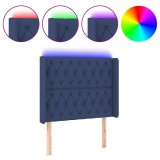 Cumpara ieftin Tablie de pat cu LED, albastru, 103x16x118/128 cm, textil