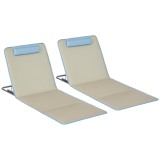 Outsunny Set 2 Șezlonguri cu Spătar Reglabil pe 5 Niveluri, Tetieră și Geantă de Transport, 124x53x35-45 cm, Bej | Aosom Romania