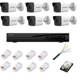 Sistem de supraveghere complet cu 6 camere IP, 4MP, lentila 2.8mm, IR 30m, NVR cu 8 canale IP cu rezolutie 4k, accesorii SafetyGuard Surveillance, HIKVISION