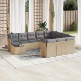 vidaXL Set canapele de grădină cu perne, 11 piese, bej, poliratan 3218259