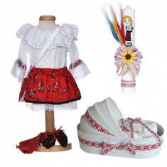 Set rochita traditionala, trusou botez landou si lumanare, decor national,