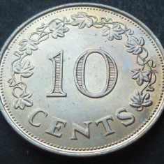 Moneda 10 CENTI - MALTA, anul 1972 *cod 1755 D = UNC - peste 11 GRAME!
