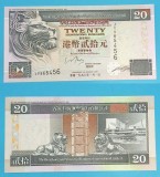 Bancnota Hong Kong 20 Dolari 1998 HSBC UNC, Seria JY965456, P#201, Statuie Leu, Port Hong Kong, Hartie 144x72mm