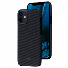 Husa de protectie telefon Pitaka pentru iPhone 12 Mini, Air Case, Fibra de aramida, KI1201A, Negru - Gri