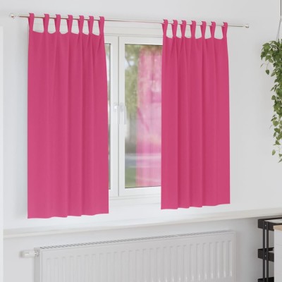Perdele cu perdele 2 pcs Roz intens Poliester foto