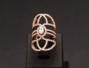 Inel Argint 925 Dama Argintboutique, Lung, Fashion, Placat Aur Roz, Piatra Transparenta, Marime 6/8/9