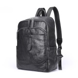 Cumpara ieftin Rucsac piele, BUSY LDY&amp;GTM&reg; Barreta, piele naturala, unisex, capacitate mare, spatiu tableta si laptop, negru