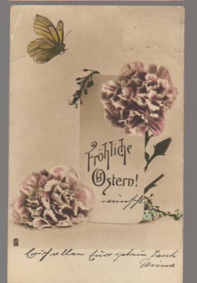 CPIB 23944 - CARTE POSTALA - FELICITARE DE PASTE - FLORI, GERMANIA, CIRCULATA, 1911, STAMPILE, TIMBRU foto
