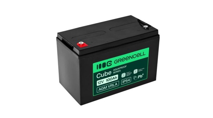 Baterie fără &icirc;ntreținere Greencell AGM VRLA 12V 100Ah pentru UPS, c&acirc;ntare, camper (332x175x220mm)