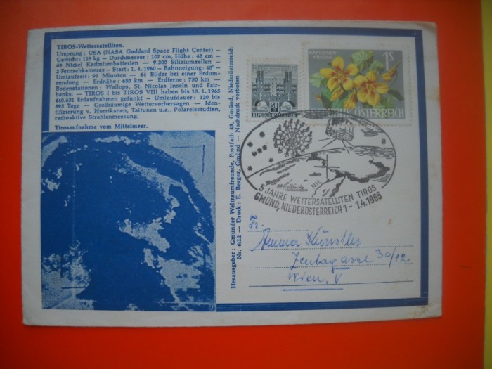 HOPCT PLIC S NR 583 TIROS SATELITUL METEOROLOGIC 1965 AUSTRIA